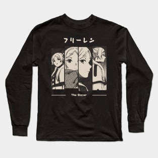 Frieren The Slayer Gloomy Halftone Fanart Design Long Sleeve T-Shirt